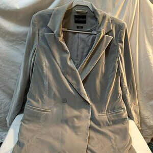 Wildfang Empower Double Breasted Blazer - Silver Velvet - XL